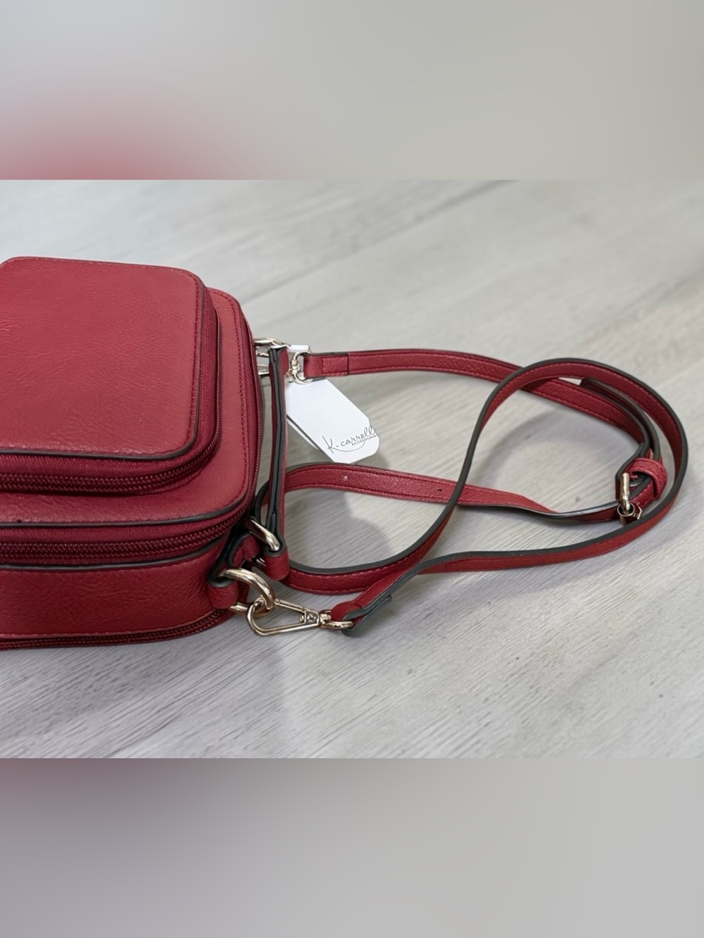 NWT K. Carroll Kelsey Red Vegan Leather Crossbody Bag! NEW! - Picture 7 of 11